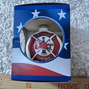 Krebs Glass American Pride Fire Department Dept. 3" Christmas Ball Ornament‎